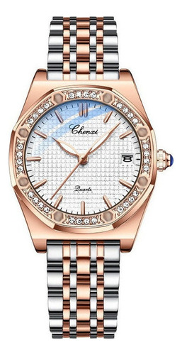 Relojes De Cuarzo Con Calendario De Diamantes Chenxi 8248l