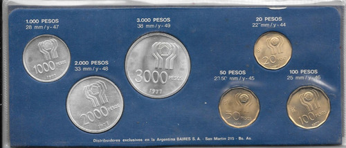 6 Monedas Argentinas Futbol Plata Mundial 78 Año 1977