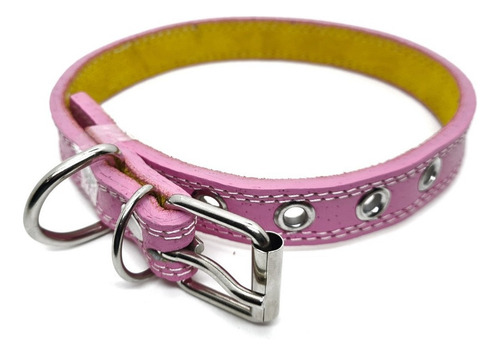 2 Collares Piel Para Perro 55 Cm Colores Uso Rudo | Talla #6 Color Rosa