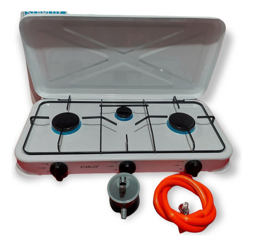 Cocinilla Encimera 3 Platos Tapa Camping Regulador Manguera