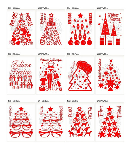 Vinilos Vidrieras Arboles Navidad Navideños Felices Fiestas Reyes Tematicos Ploteo Pared