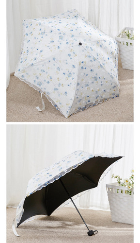 Sombrilla De Encaje Con 5 Capas Plegables, Antiuv, Sol Y Llu