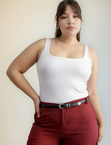 Body Escote Cuadrado Talles Grandes Mujer Xxl Blanco Xl