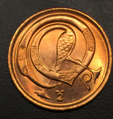 Irl002 Moneda Irlanda 1/2 Penny 1980 Unc-bu Error Ayff (Usado)