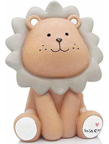 H&w Cute Lion Coin Bank Para Niños (marrón De Gran Tamaño), 