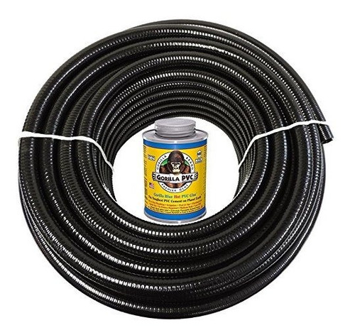 Hydromaxx De 25 Pies X 1  Dia Negro Flexible Tubería De Pvc 