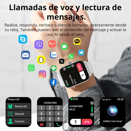 Colmi P28plus Plateado Smartwatch Con Llamadas De Voz, Ip68 Impermeable, Reloj Inteligente Con Pantalla Táctil Hd De 1,9", Lectura De Información, Vigilancia De La Salud, Apto Para Hombre Y Mujer