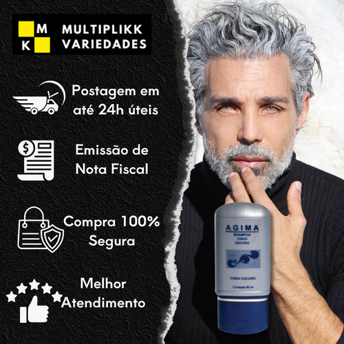 Shampoo Cinza Escuro 80ml Para Cabelo Grisalho 12uni Atacado