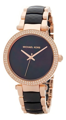 Relógio Michael Kors Mk6414 Parker Black Rose Original Cor Do Fundo Preto