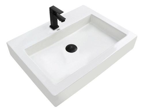 Cuba Sobrepor De Cerâmica Para Banheiro/lavabo 63x47x11 Cm Acabamento Cerâmica esmaltada Cor Branco