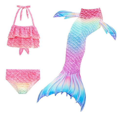 Kit Cola De Sirena Con Bikini Monoaleta Infantil