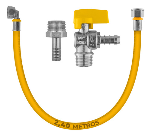 Kit 2,40 Metros Tubo Pex 16mm Gás Luva Cotovelos Reg Adap