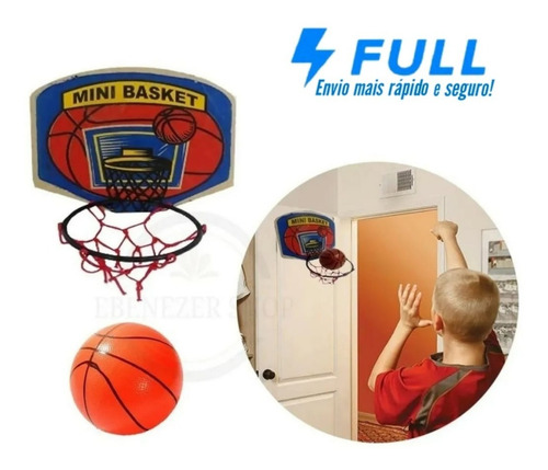 Imagem 1 de 4 de Jogo Mini Basquete Infantil Tabela Cesta Bola P Porta Parede