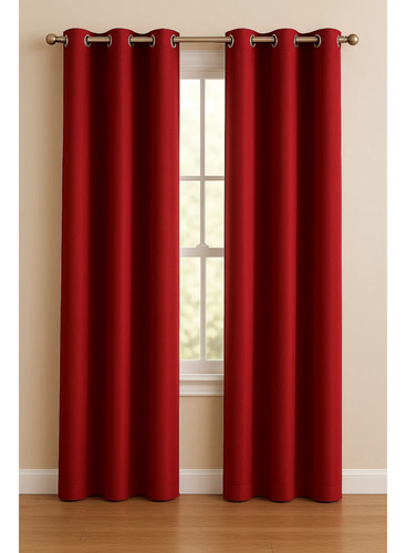 2 Cortinas Blackout Con Aislamiento Térmico Color Rubi