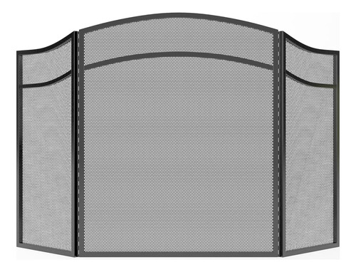 Pantalla Para Chimenea De 3 Paneles Con Marco De Arco Negro