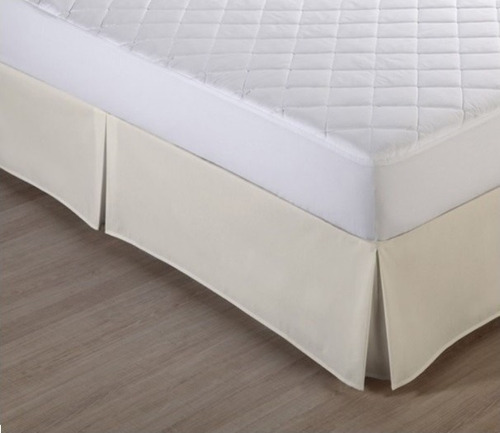 Saia Para Cama Box Queen Creme Com Pregas Admirare