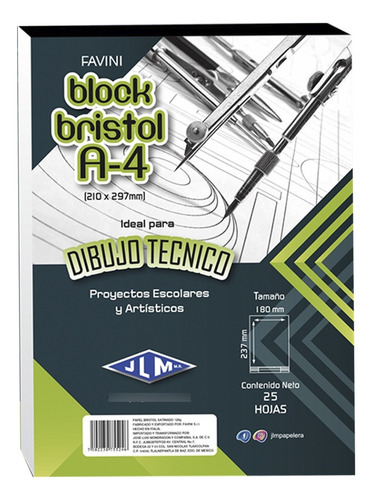 Block Bristol A4 21cm X 29.7cm 25 Hjs. Normalizado