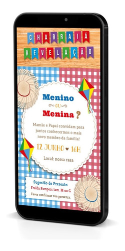 Imagem 1 de 4 de Convite Digital Chá Revelação Festa Junina
