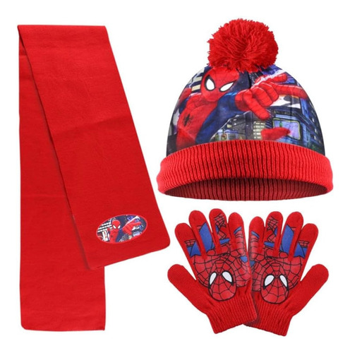  Spiderman Conjunto Bufanda, Guantes, Gorro Marvel