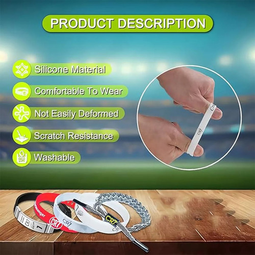 Set De Pulseras Con Estuche De Astros Messi Y Cr7 Ronaldo Rojo 19 Cm