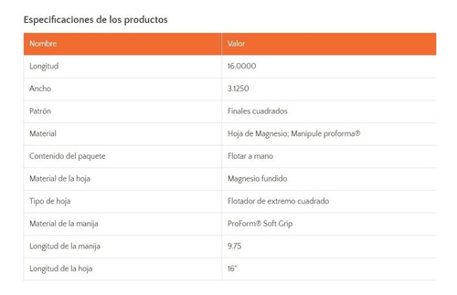 Llana De Acero Al Carbono Cuadrada De 16 Mango Proform Kraft
