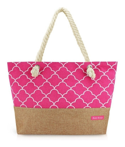 Bolsa  Jacki Design Bolsa de Praia Jacki Design - AFM21829 de lona  rosa-chiclete alças de cor bege