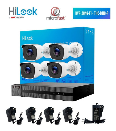Kit Seguridad Hilook Hikvision Dvr Nvr 4 Camaras 720p Hd Ext