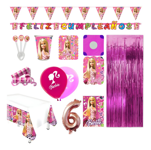 Kit Infantil Decoración Fiesta - Barbie X36 Invitados