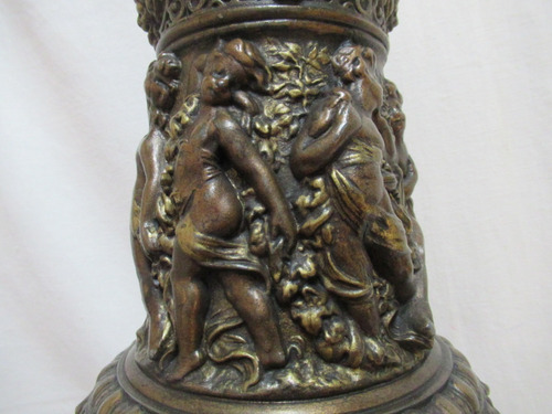 Antiguo Par Cráteras Ánforas Petit Bronce Italiano Relieve (Usado)