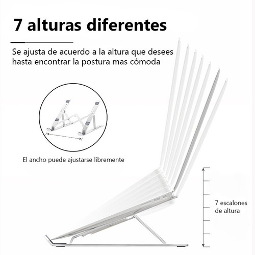 Imagen 4 de 10 de Soporte Para Notebook Tablet De Aluminio Regulable Universal