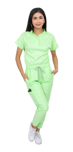 Pijama Quirúrgica Dama Jogger Antifluido Scrubs Cupatitzio Verde Pistache Liso Xs