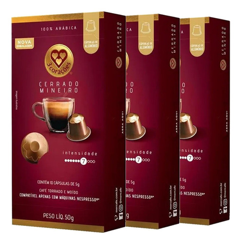 Cápsula Café Cerrado Mineiro Tres (nespresso) 10x5g (3 Cxs)