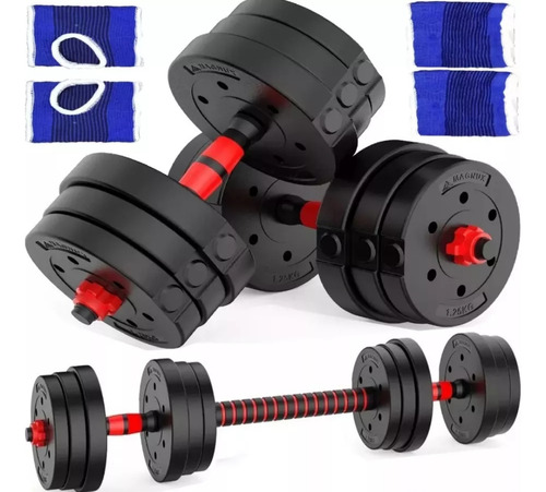 Kit Pesas Ejercicio Juego Mancuernas Barra Set 20kg Gym Fit