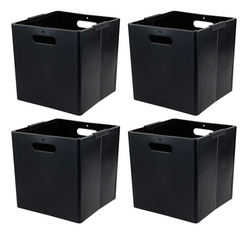 4 Cubo Almacenamiento Plegabl Plastico Negro