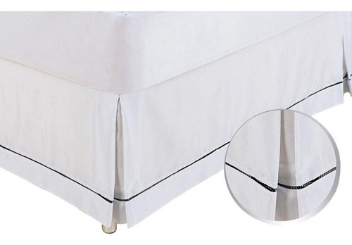 Saia Cama Box King Babado Ponto Palito Branco(190x200) Orto