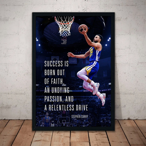 Cuadro Stephen Curry 51x36 Marco Madera Vidrio Poster Sc01