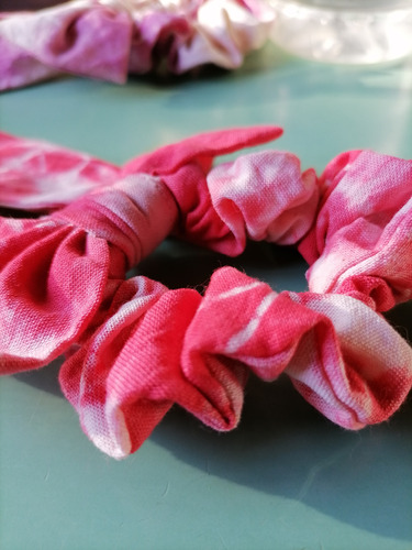 3 Scrunchies Teñido Tie Dye Scrunchy Con Lazo, Gomita Moña