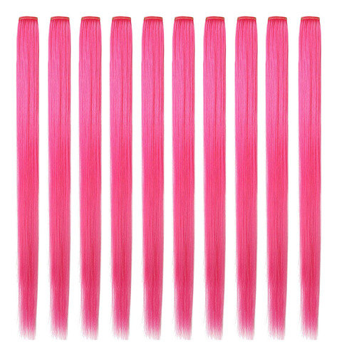 Lskjmo 10 Extensiones De Cabello De Color Rosa De 21 Pulgada