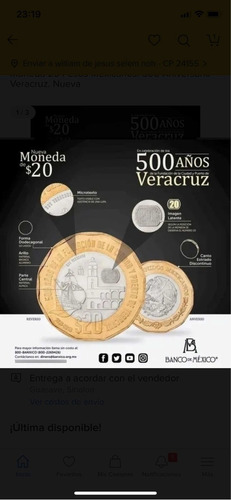 Nueva Moneda De 20 Pesos Veracruz