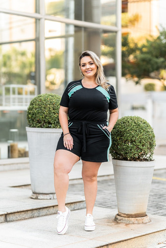 Imagem 2 de 9 de Conjuntinho Feminino Plus Size Blusinha Com Shorts Verão