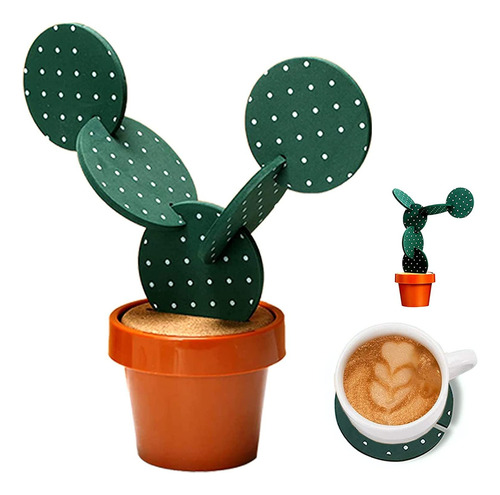 Juego De 6 Posavasos Absorbentes Cactus Para Bebidas