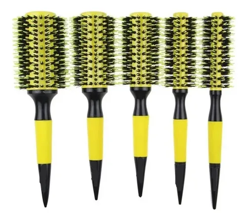 5 Escovas Kit Cabelo Com Cerdas De Javali Profissionais