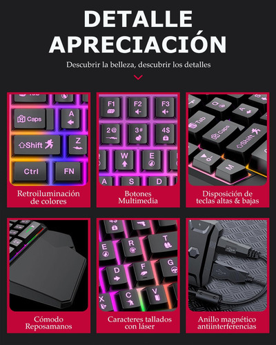 Yostyle Teclado Gaming Pequeño Para Una Mano Ergonomica,