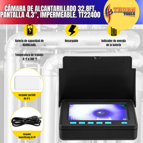 Camara De Inspeccion Endoscopio Plomeria 10m 4.3 PuLG Hb