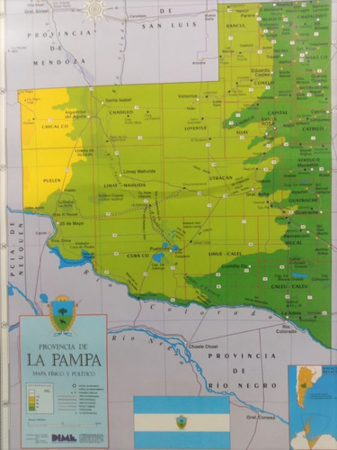 Mapa La Pampa Físico Político Mural Laminado Envarillado