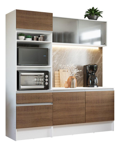 Armario De Cocina Compacto 180cm Topazio Madesa 86 - B/m Color Blanco/Marrón