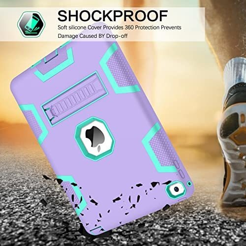 Funda Para iPad Air 2 Proteccion De Niños Resistente Morado/verde