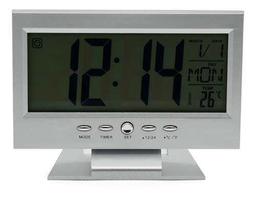 Imagem 1 de 5 de Relógio De Mesa Digital Despertador Temperatura Led Azul