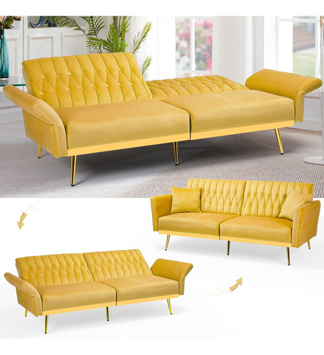 Sofa Cama Terciopelo Biplaza Ajustable Convertible Acmease