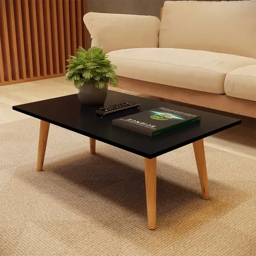 Mesa De Centro Retangular Grande Preta Sala De Estar